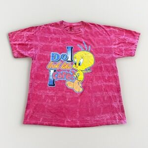 Vintage Tweety Bird Shirt Mens XL Pink Looney Tunes 90s Do I Look Like I Care